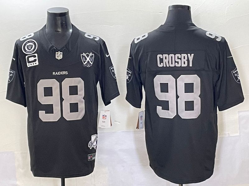 Men 2025 Oakland Raiders #98 Crosby Black Throwback Three generations Nike Limited NFL Jersey style 3->seattle mariners->MLB Jersey